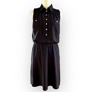 WHBM Black Sleeveless Half Button Shirt Dress 4